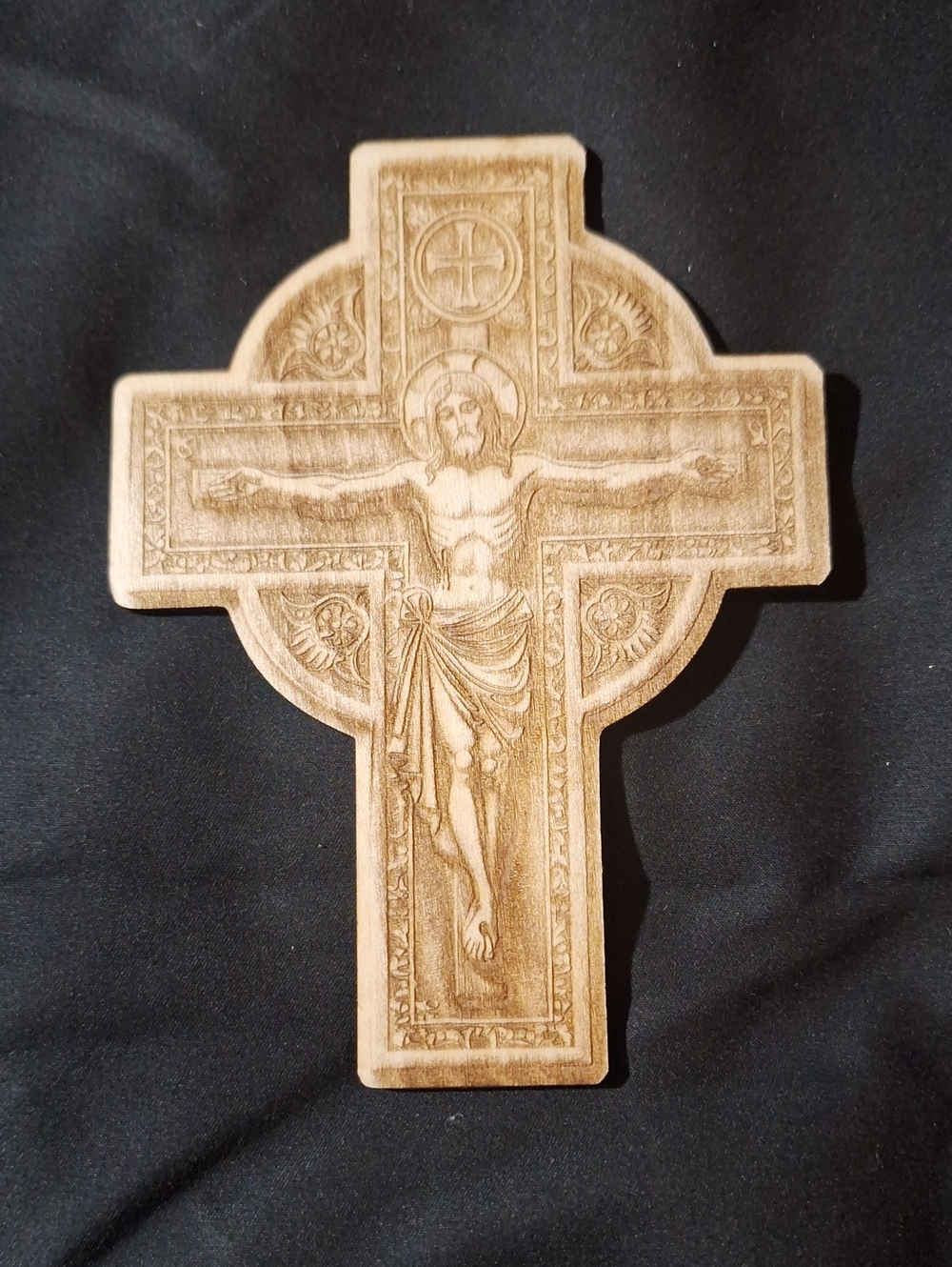 Artisan 3D Wooden Celtic-Style Crucifix with Magnet Back